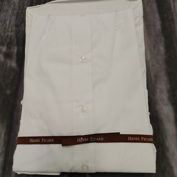 HENRI PICARD BY DON JONATHAN WHITE FRENCH CUFF DRESS SHIRT. - Picture 2 of 3